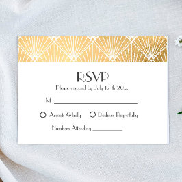 Elegante Gatsby Art Deco Gold Wedding RSVP Karte