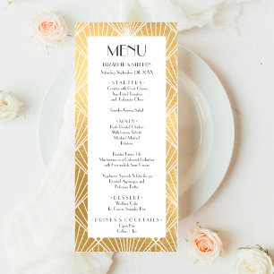 Elegante Gatsby Art Deco Menükarte