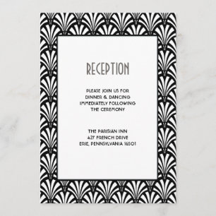 Elegante Gatsby Art Deco Schwarz-Weiß-Hochzeit Einladung