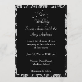 Elegante Gay Black and Silver Wedding Einladung