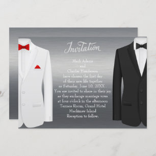 Elegante Gay Wedding Einladung Silver Tuxedos