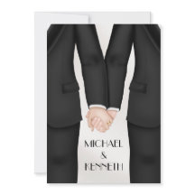 Elegante Gay Wedding Groom Holding Hand