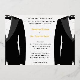 Elegante Gay Wedding Invitations Gold Foil Card Folieneinladung