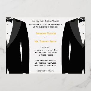 Elegante Gay Wedding Invitations Gold Foil Card Folieneinladung