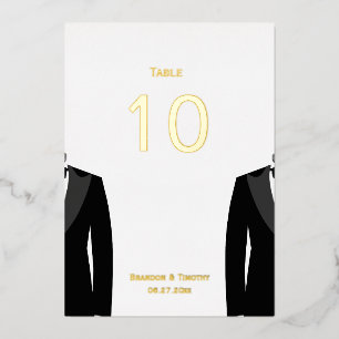 Elegante Gay Wedding Real Gold Foil Tischnummern