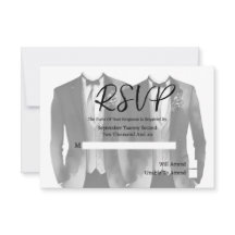 Elegante Gay Wedding Two Grooms in Anzügen RSVP Ca