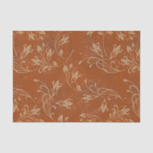 Elegante Geblüht Blätter Burnt Orange Grunge Seidenpapier