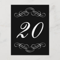 Elegante Geblüht Tischnummern (schwarz / weiß)