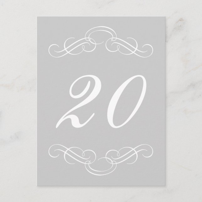 Elegante Geblüht Tischnummern (silber / weiß) (Vorderseite)