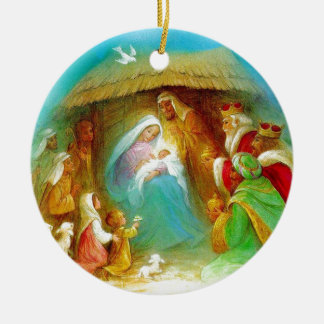 Elegante Geburt Christisszene, Mary Jesus Joseph Keramikornament