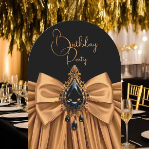 Elegante Geburtstags-Karamell-Gold-Juwelen-Schleif Einladung