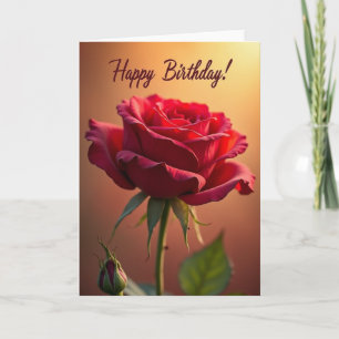 Elegante Geburtstags-Karte mit roter Blüte Karte