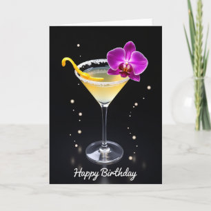 Elegante Geburtstags-Martini-Orchideen-Karte Karte