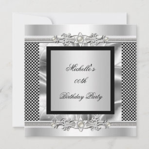 Elegante Geburtstagsfeier Art Deco Silber-Optik Einladung