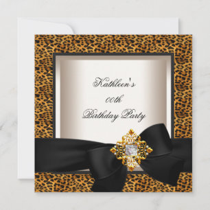 Elegante Geburtstagsfeier Gold Leopard Schwarz Cre Einladung