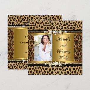 Elegante Geburtstagsfeier Gold Schwarz Leopard Einladung