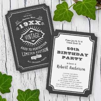 Elegante Geburtstagsfeier im Vintage-Stil - gealte Einladung