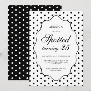 Elegante Geburtstagsfeier mit Polka-Dots zum 25. G Einladung