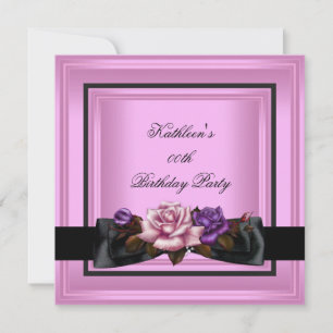 Elegante Geburtstagsfeier Pink Lila Rose Schwarz Einladung