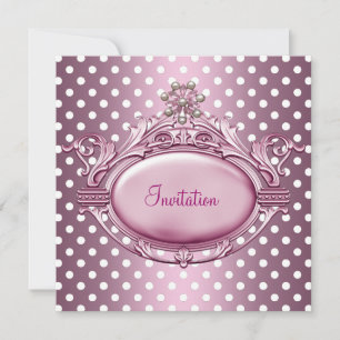 Elegante Geburtstagsfeier Satin Rosa Perlen Schmuc Einladung