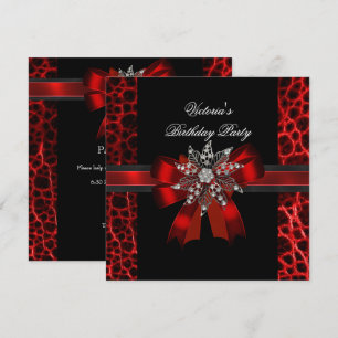 Elegante Geburtstagsfeier Schwarz Roter Bogen Juwe Einladung