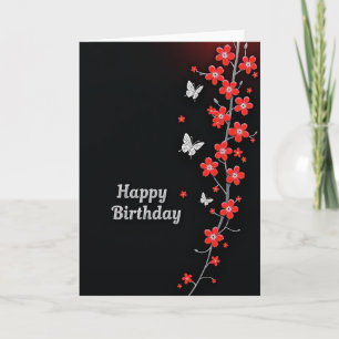 Elegante Geburtstagskarte mit roter floraler Gesta Karte