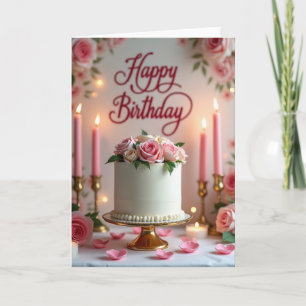 Elegante Geburtstagskarten mit Rosenkuchen Karte