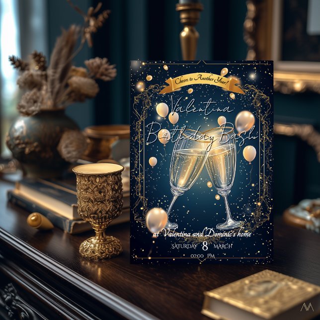 Elegante Geburtstagsparty Einladung Champagner Toa (Von Creator hochgeladen)
