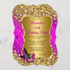 Elegante Geburtstagsparty Rosa Magenta Gold High H Einladung