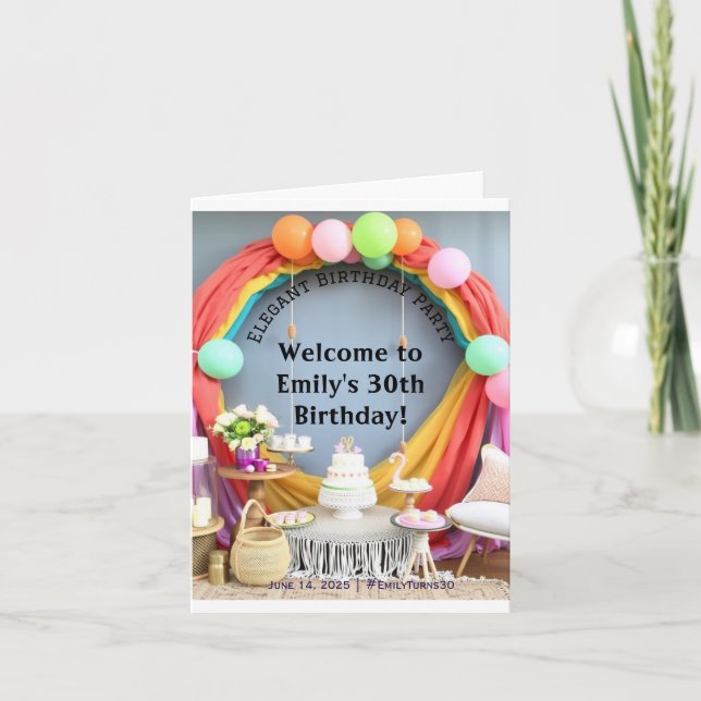 Elegante Geburtstagsparty Willkommen Einladung (Vorderseite)