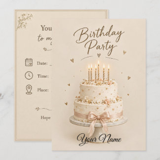 Elegante Geburtstagspartytorte Einladung
