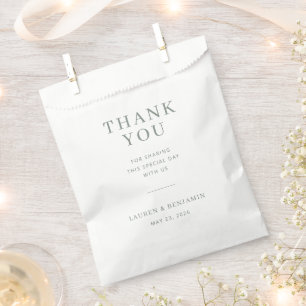 Elegante gedämpfte grüne Dankeskarten Geschenktütchen
