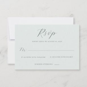 Elegante gedämpfte grüne RSVP-Karte RSVP Karte