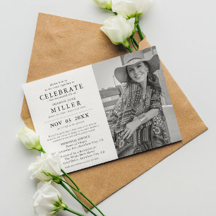 Elegante Gedenkfeier Trauerfeier Foto Einladung