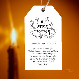 Elegante Gedenkkerze mit Gedicht "In Liebe Erinner Geschenkanhänger