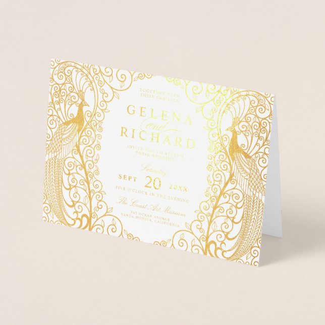 Elegante gegliederte Art Deco Folienkarte (Vorderseite)