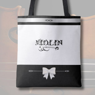 Elegante Geiger Boutique Schwarz Weiß Violin Tote