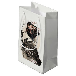 Elegante Geisha mit Kirschblüten -  Kleine Geschenktüte