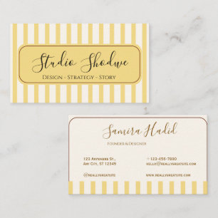 Elegante gelb gestreifte Studio-Branding-Geschäfts Visitenkarte