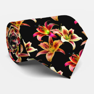 Elegante, gelb-rosa orange Taglilien Krawatte