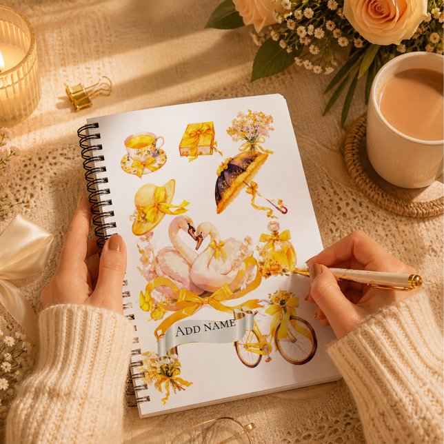 Elegante gelbe Ästhetik Frühling Notizbuch – Vinta (Von Creator hochgeladen)