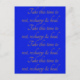 Elegante gelbe blaue Typografie Nehmen Sie Zeit Er Postkarte