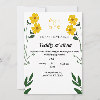 Elegante gelbe Blooms: Einladung zur Hochzeit