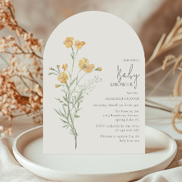 Elegante gelbe Blumen-Baby-Party Einladung