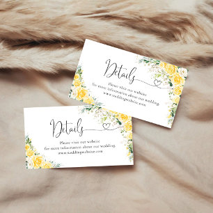 Elegante gelbe Blumen-Details auf Beilagekarte Begleitkarte