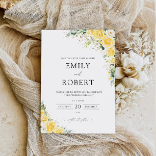 Elegante gelbe Blumen-Hochzeitseinladung Einladung