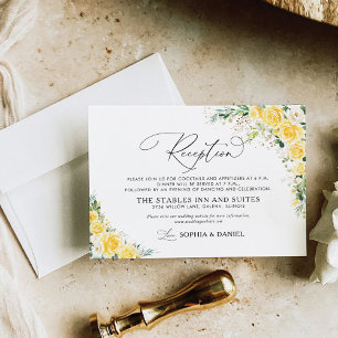 Elegante gelbe Blumen-Hochzeitsempfangskarte Begleitkarte