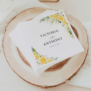 Elegante gelbe Blumen-Hochzeitsservietten Serviette