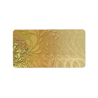 Elegante gelbe Blumen und rosa Blüten Adressaufkleber