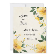 Elegante Gelbe Blütenkarte Save the Date